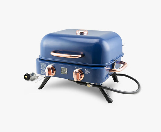 2-Burner Portable Tabletop Retro Gas Grill