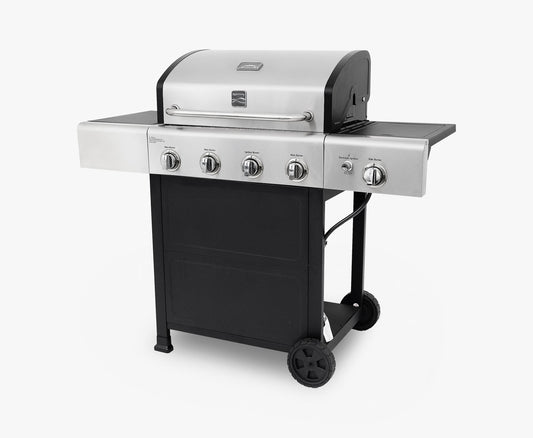 4-Burner Gas Grill with Side Burner, Open Cart