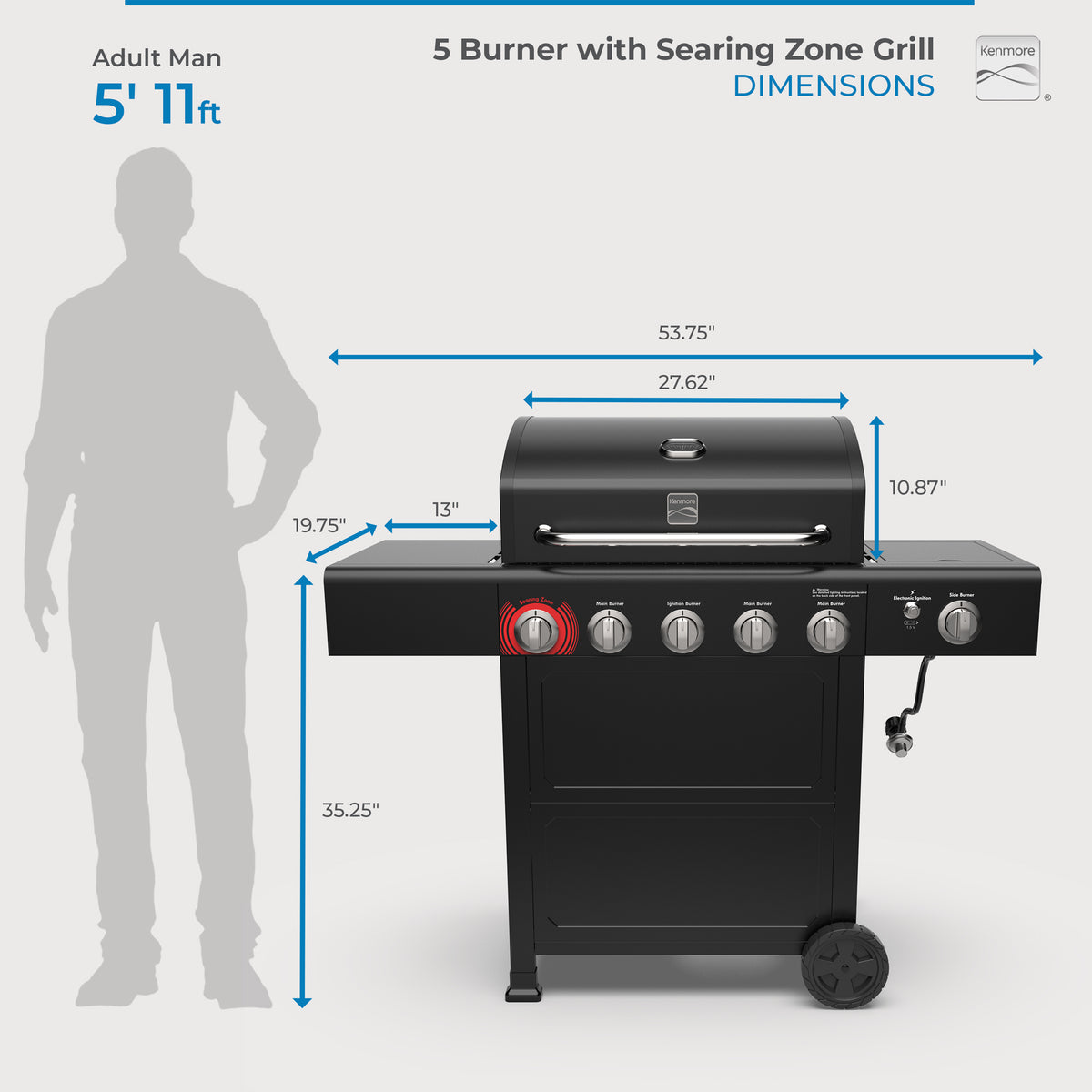 4 Burner Gas Grill with Side Burner and Searing Zone- Black Open Cart - image 5 of 5