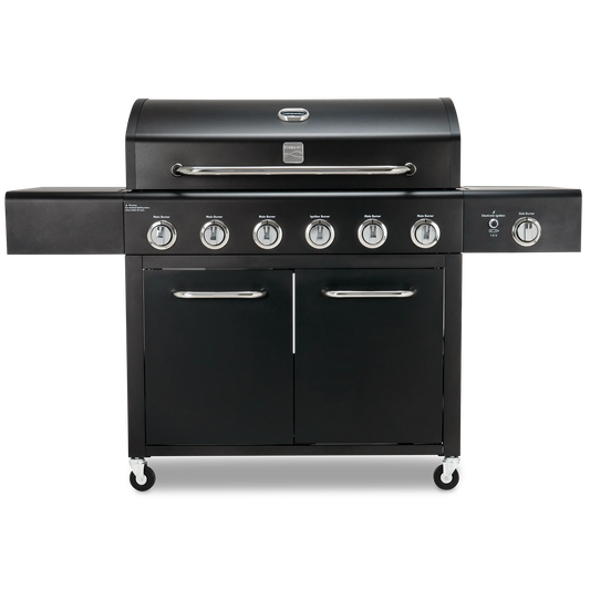 6-Burner Gas Grill with Side Burner, Black