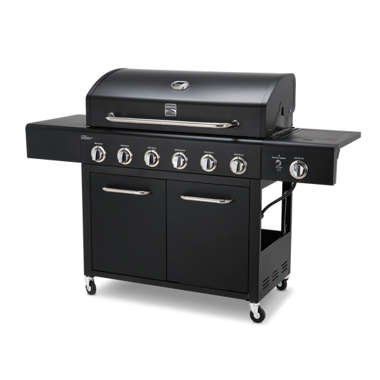 6-Burner Gas Grill with Side Burner, Black