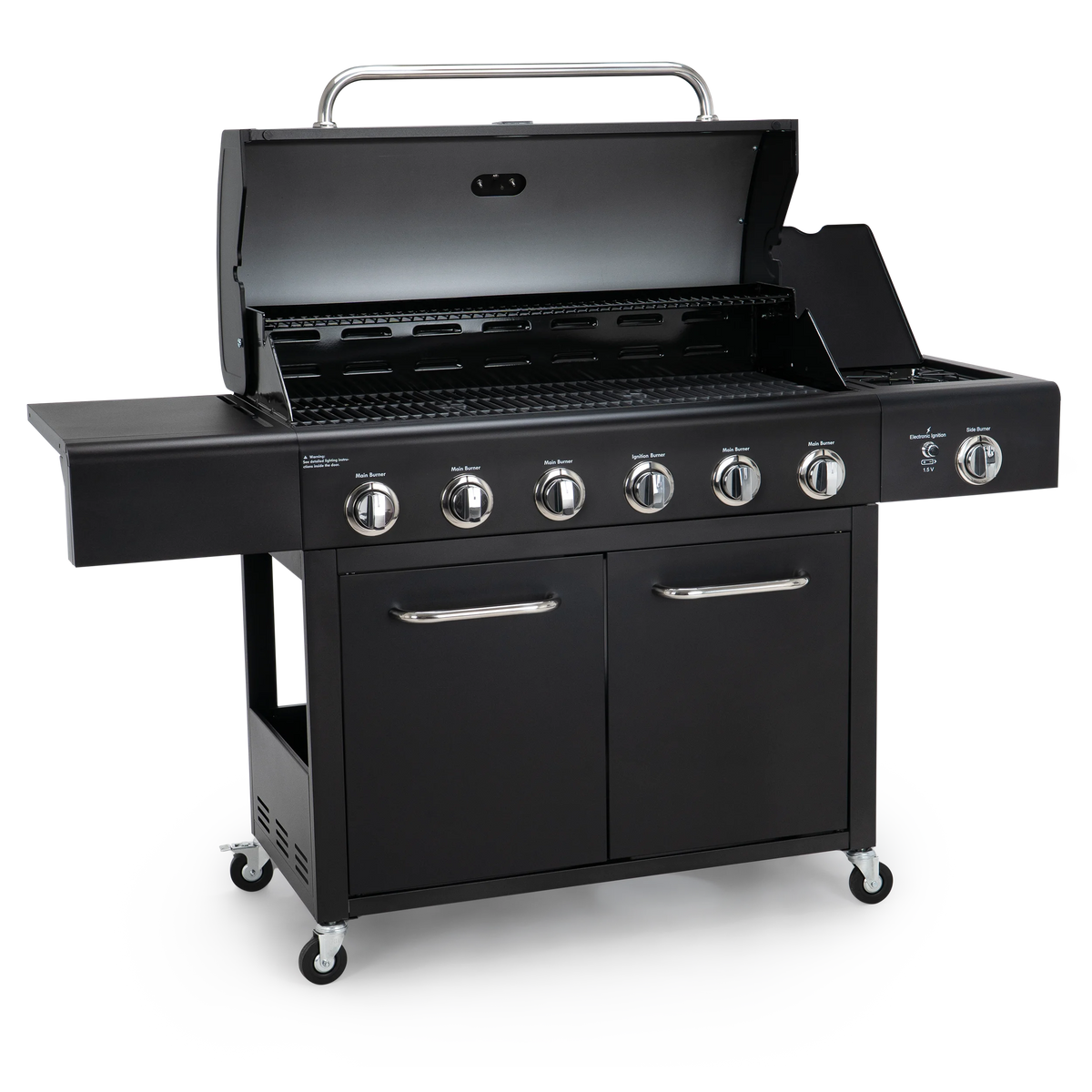6-Burner Gas Grill with Side Burner, Black - image 4 of 5