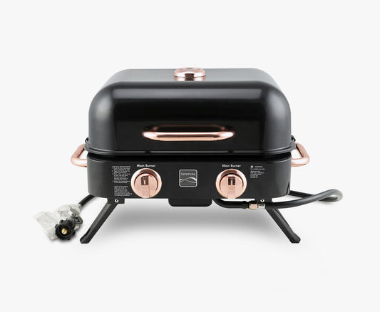 2-Burner Portable Tabletop Retro Gas Grill - Black & Copper