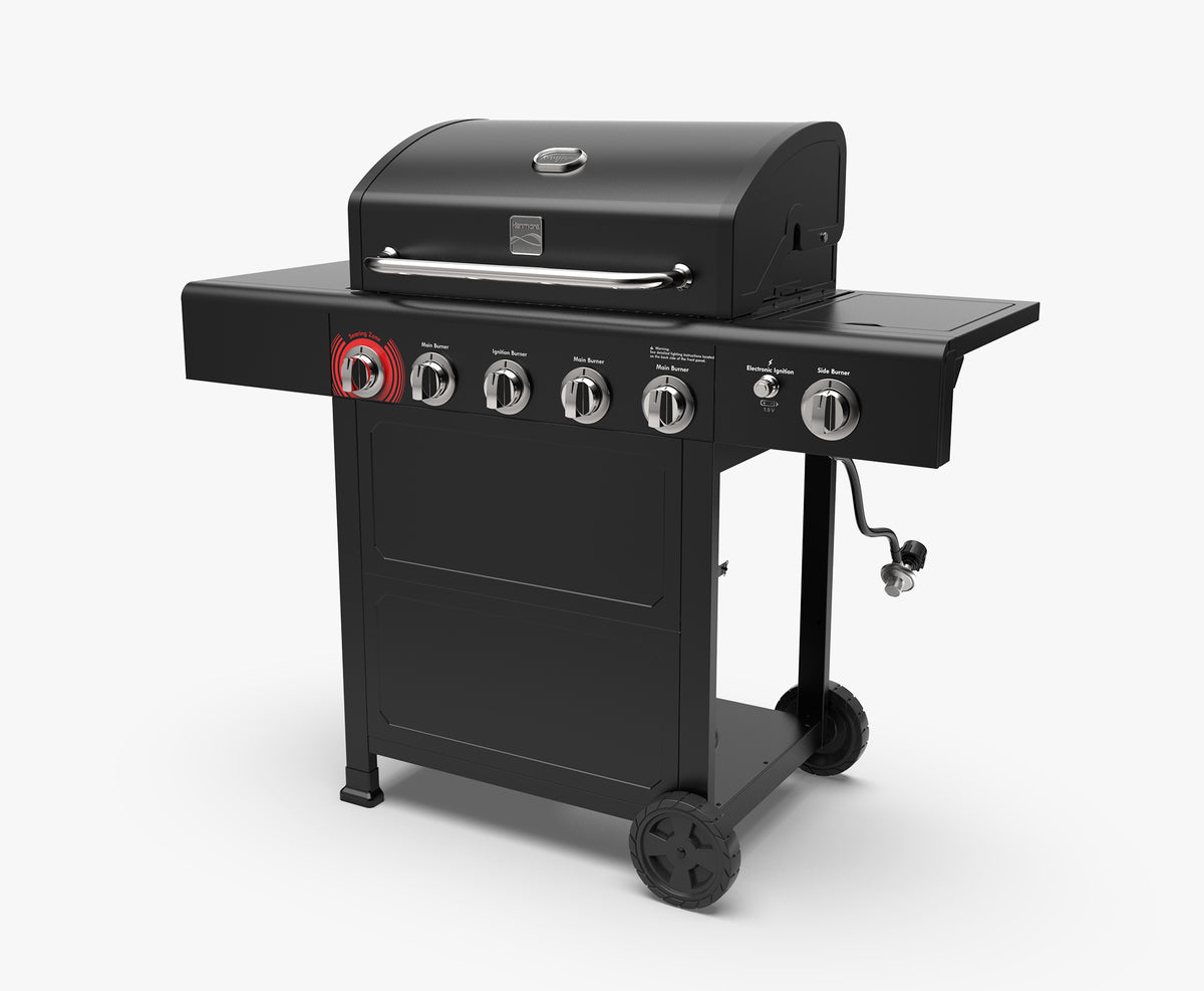 4 Burner Gas Grill with Side Burner and Searing Zone- Black Open Cart - image 1 of 5
