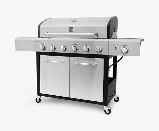 6-Burner Gas Grill with Side Burner, Stainless Steel