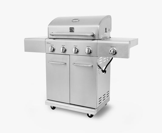 4-Burner Gas Grill with Side Searing Burner, Stainless Steel