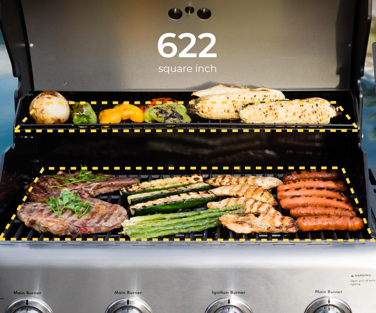 Kenmore 4-Burner Gas Grill with Side Burner Open Cart Style PG-40406S0L 512 Square Inches Total Cooking Surface Area