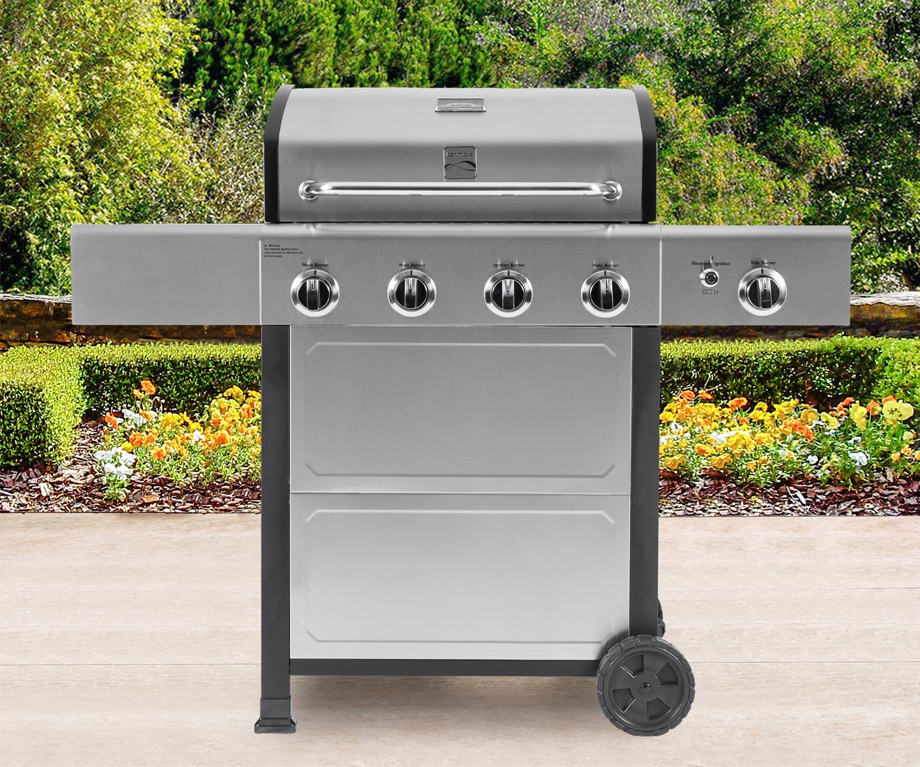 Kenmore 4-Burner Gas Grill with Side Burner, Open Cart