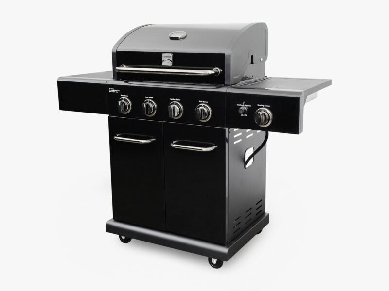 Kenmore 4-Burner Gas Grill with Side Searing Burner Barbecue Barbeque BBQ Grill for Outdoor Outside Cooking PG-40409S0LB-1 in Black with Chrome Accents