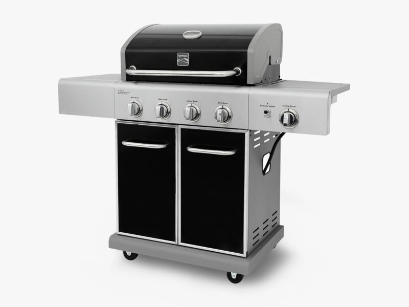 Kenmore 4-Burner Gas Grill with Side Searing Burner in Stainless Steel with Black