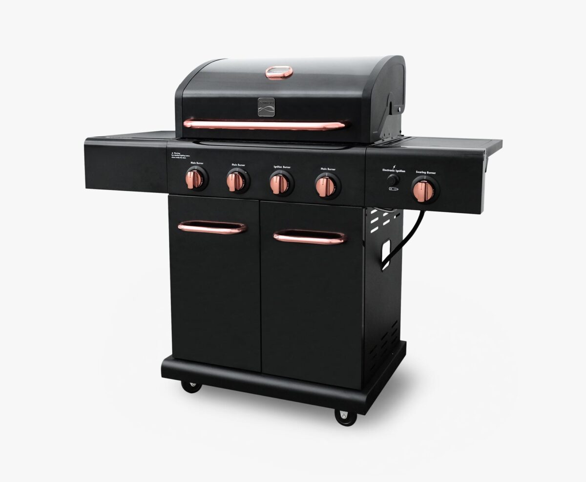Kenmore 4-Burner Gas Grill with Side Searing Burner in Black with Copper Accents