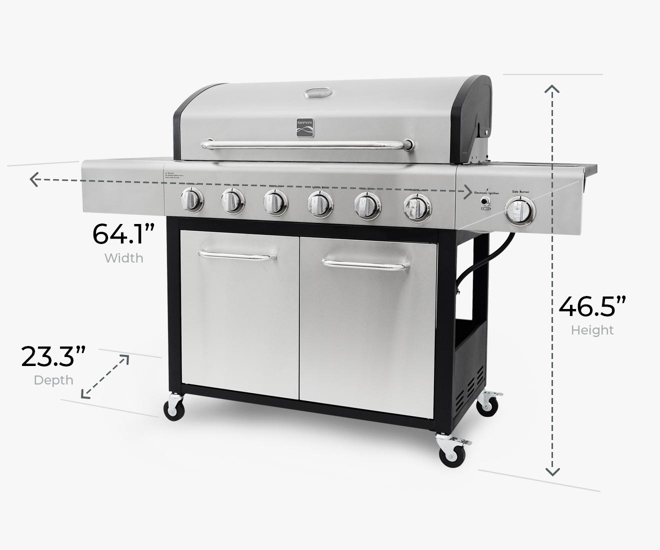 Burner gas clearance grill