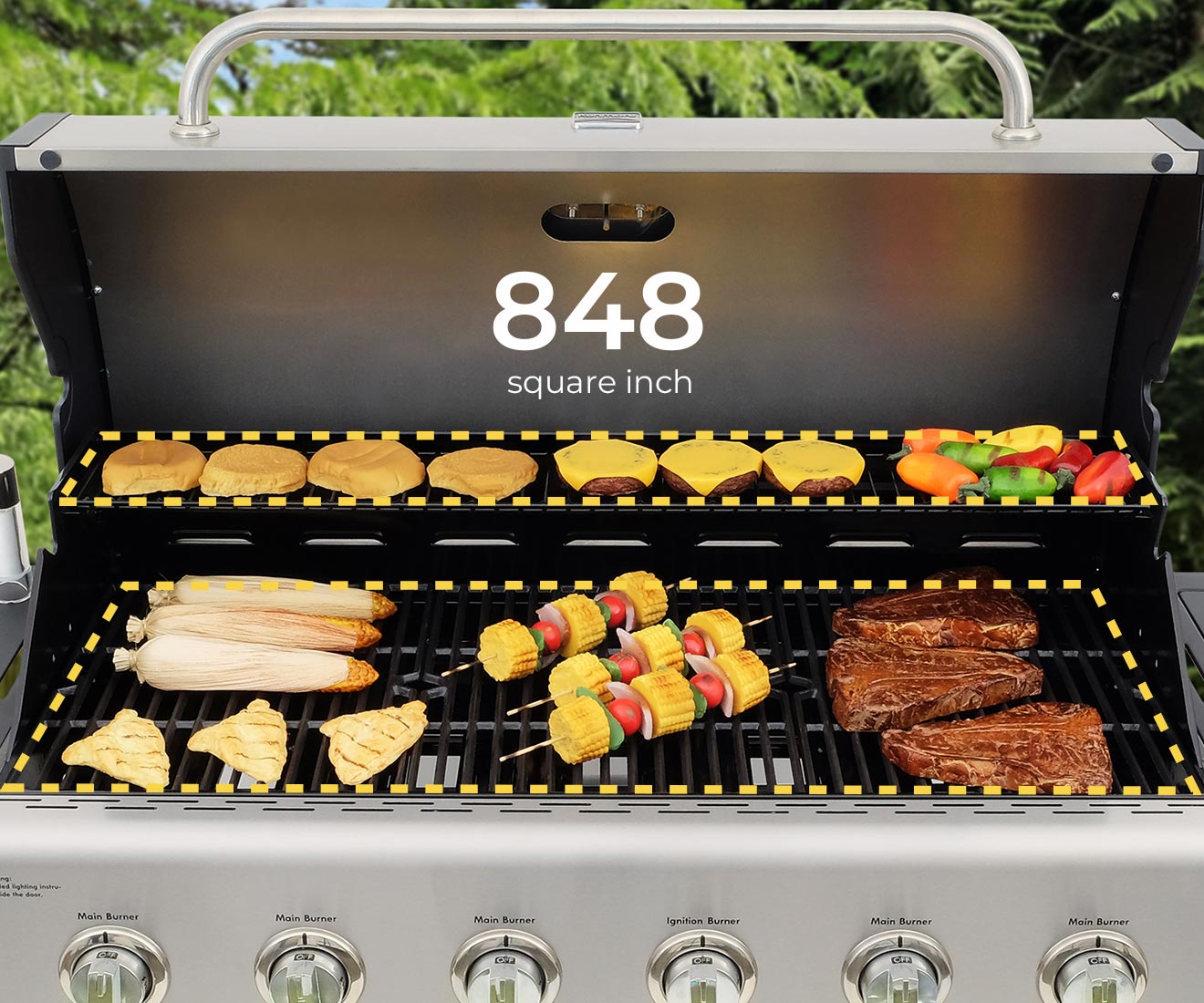 Kenmore 6 Burner Gas Grill with Side Burner Stainless Steel Kenmore