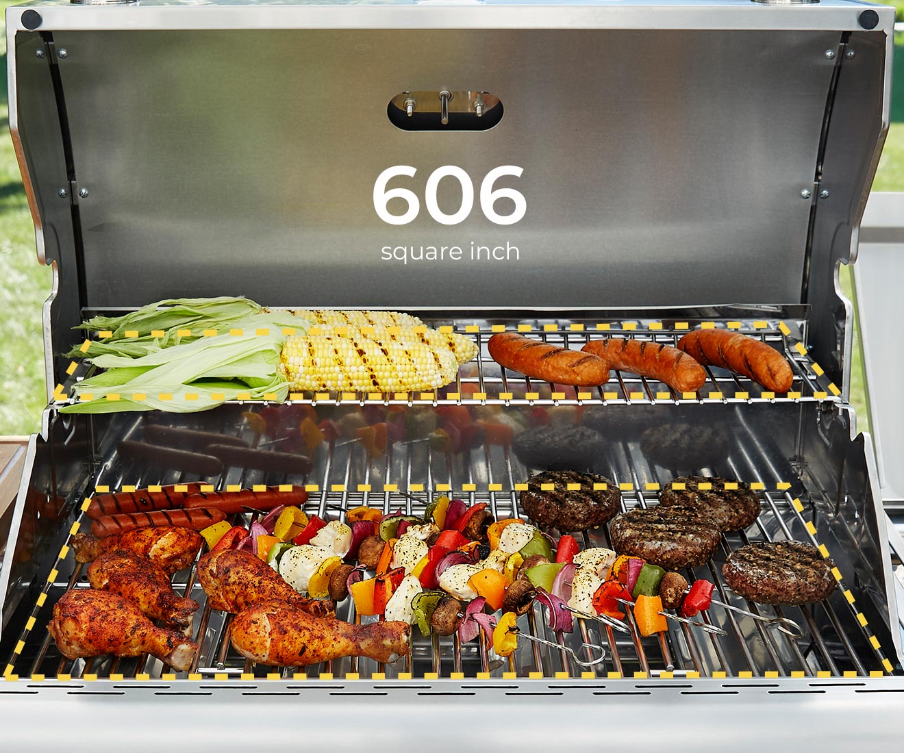 Kenmore 4-Burner Gas Grill with Side Searing Burner in Stainless Steel PG-40405SOL-SE 606 Square Inches of Cooking Surface
