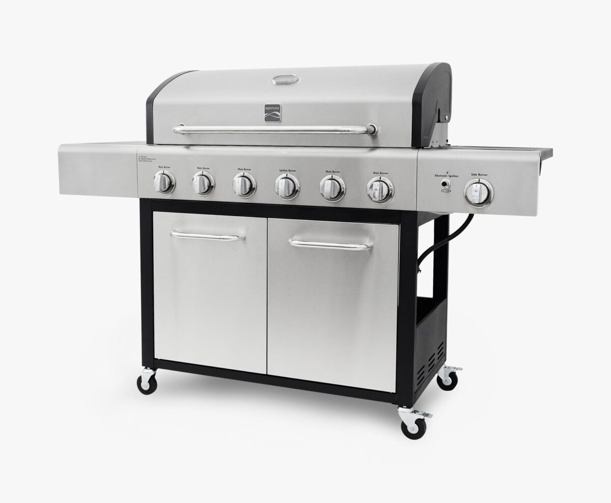 Kenmore 6-Burner Gas Grill with Side Burner PG-40611SOL Stainless Steel