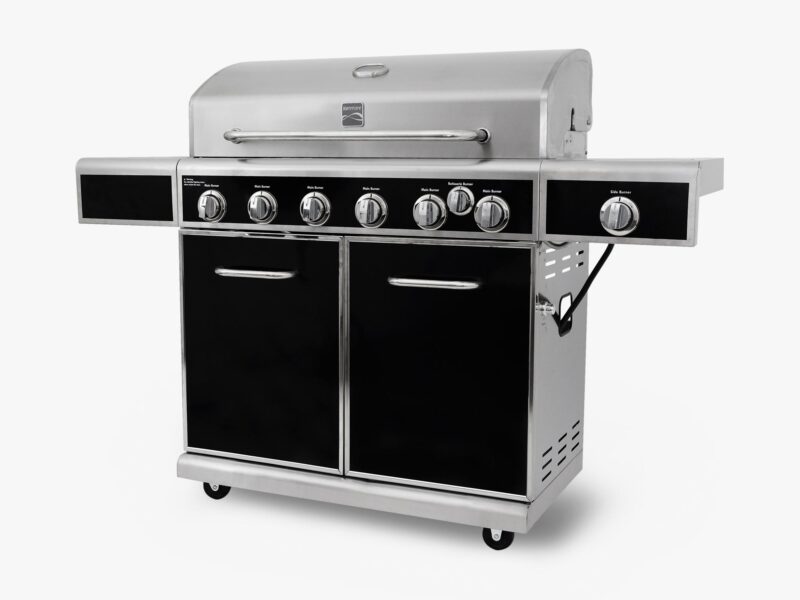 Kenmore 6-Burner Gas Grill with Side Burner in Stainless Steel with Black PG-40602SRL