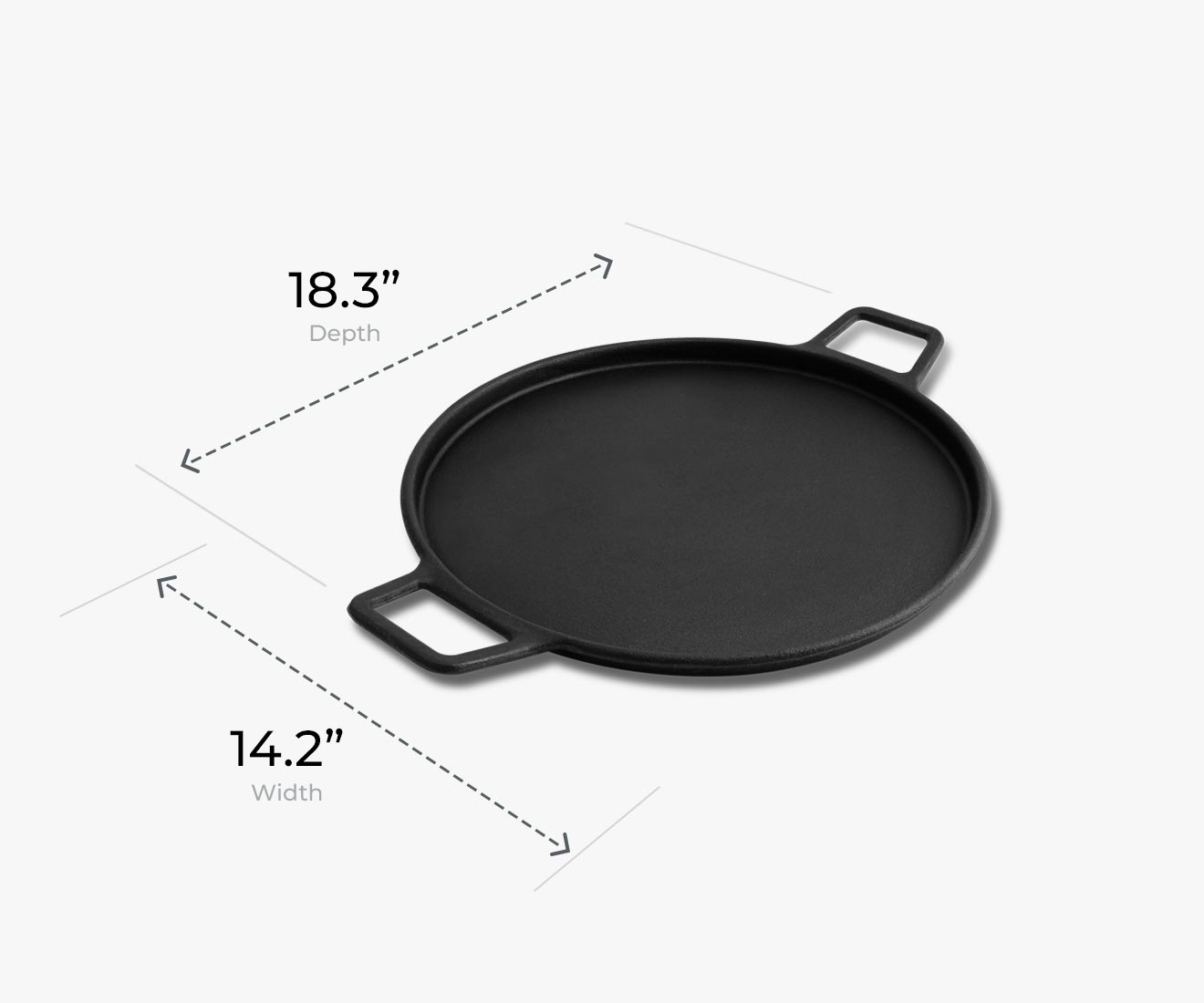 Kenmore Cast Iron Pizza Pan Round Griddle with Handles | 14”, PA-20208, Perfect for Crepes, Frozen Pizza, Tortillas, Baking, Stove, Oven, Grill, BBQ, Camping, Black