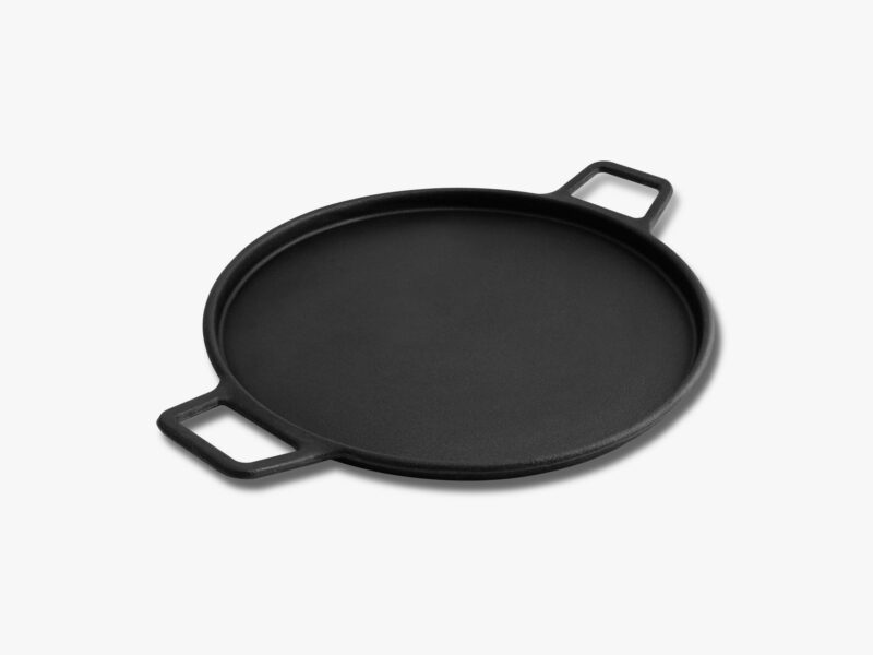 Kenmore Cast Iron Pizza Pan Round Griddle with Handles | 14”, PA-20208, Perfect for Crepes, Frozen Pizza, Tortillas, Baking, Stove, Oven, Grill, BBQ, Camping, Black