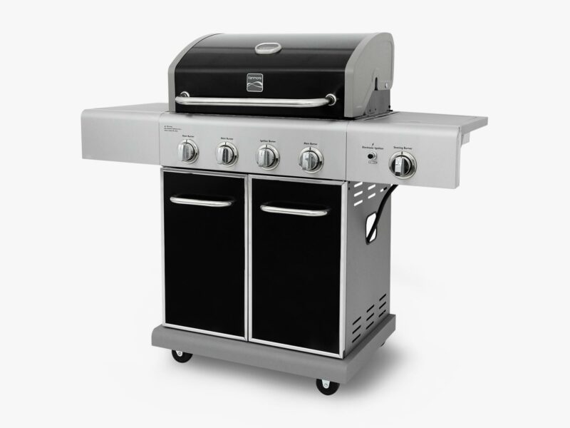 kenmore 4-burner gas grill with side searing burner in black with stainless steel propane bbq grill